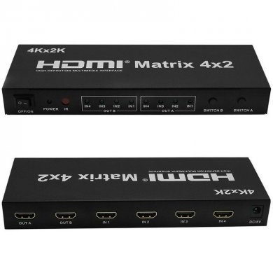 MATRIXHDMI4X2 Matrix switch splitter HDMI 4x2 1080p 4K 3D