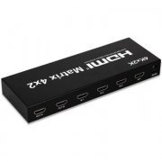 Matrix switch splitter HDMI 4x2 1080p 4K 3D com controle remoto