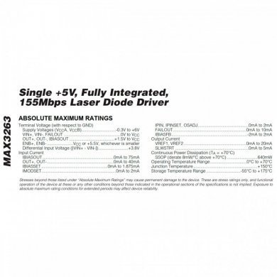 MAX3263CAG Laser Diode Driver +5V SMD 24 Pinos SSOP-24