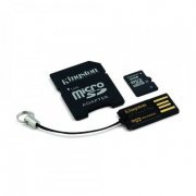 Cartão de Memória Kingston 16GB Micro-SDHC Class 10 com 2 Adaptadores SD e USB