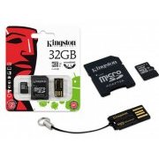 Kingston Cartao de Memoria MicroSD 32GB Micro SDHC + Adaptador SD + Adaptador USB