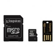 Cartão de Memória Kingston 8GB Micro-SDHC Class 10 com 2 Adaptadores SD e USB