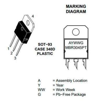 MBR3045PT Diodo SCHOTTKY Retificador 45V 30A SOT-93