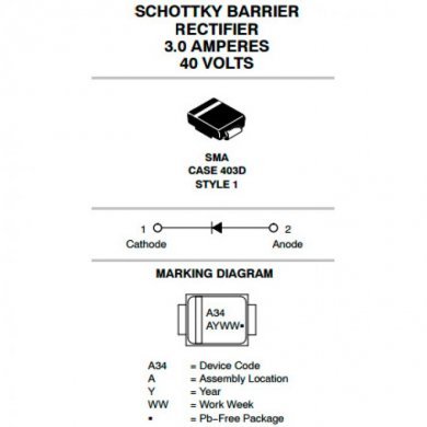 MBRA340T3G DIODO SCHOTTKY RETIFICADOR 40V 3A