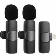 Kit microfones de lapela wireless p/ lightning Kit com 2 microfones sem fio recarregaveis