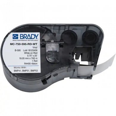 MC-750-595-RD-WT Brady Etiqueta para Impressoras BMP41 BMP51 BMP53