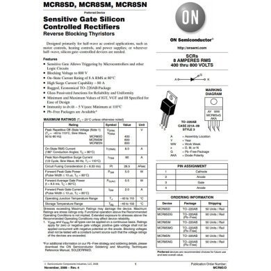 MCR8SM 4x SCR 600V 8A Silicon Thyristors Controlled Rectifier