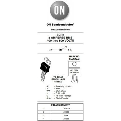 MCR8SM 4x SCR 600V 8A Silicon Thyristors Controlled Rectifier