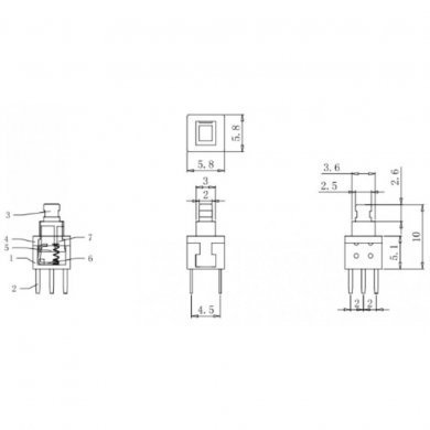 MD6-501-5858 Kit 10und Push Button 6 Pinos On-Off sem trava