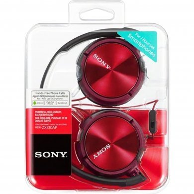 Sony Headphone com Microfone Vermelho e Preto
