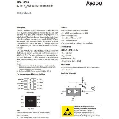 MGA-565P8 2x Amplificador de RF para Celular 0-3.5Ghz 448mW 22dB GaAs