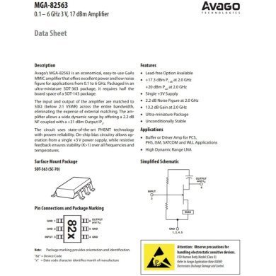 MGA-82563-TR1G 5x Ci Amplificador de RF MGA-82563 82F GaAs 100Mhz a 6Ghz