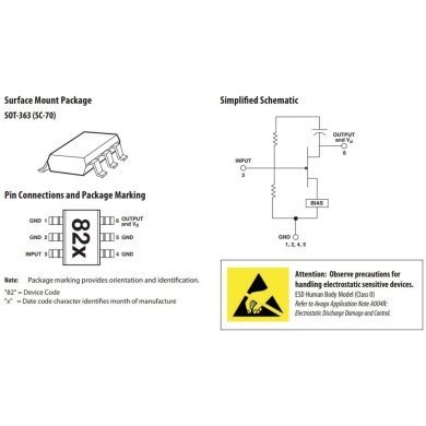 MGA-82563-TR1G 5x Ci Amplificador de RF MGA-82563 82F GaAs 100Mhz a 6Ghz