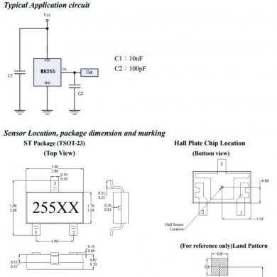 CI 255EK sensor efeito hall SOT6 SMD (Kit 5x und)