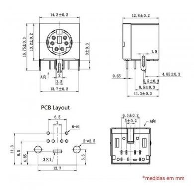 MINI-DIN6PIN Plug conector PS2 mini DIN 6 pinos macho