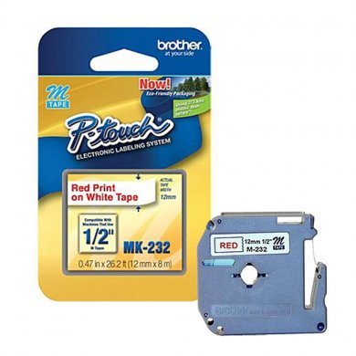 MK-232 Brother Fita para Rotulador 12mm 8m Vermelho