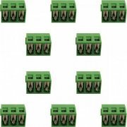 Borne KRE 3 vias plástico verde 14mm (Kit 10x) Kit com 10 unidades