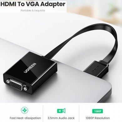 Ugreen adaptador HDMI para VGA e Audio 3.5mm 1080P 60Hz