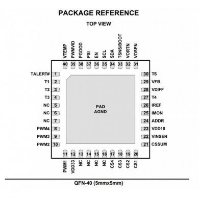 MP2884A Ci PWM digital multifase com PMBus PWM-VID QFN-40