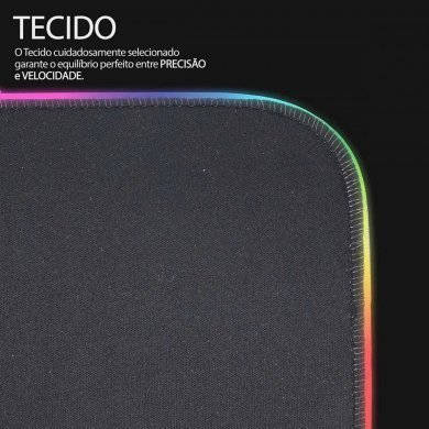 Exbom mousepad gamer 35x25 com LED RGB