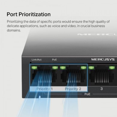 MS105GP Mercusys Switch 5 Portas Gigabit POE+ 65W