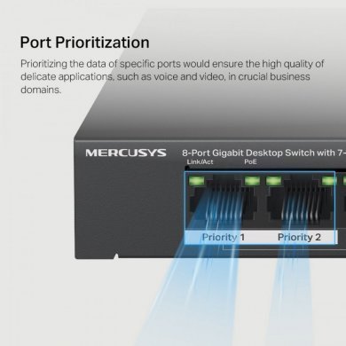MS108GP Mercusys Switch 8 Portas Gigabit POE+ 65W