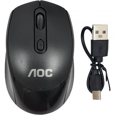 MS201P AOC mouse sem fio Silent recarregável 2.4GHz Bluetooth preto