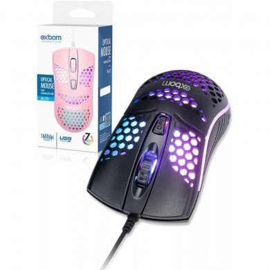 MS-C32-BK Exbom mouse gamer RGB colmeia ultraleve preto