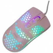 Exbom mouse óptico ultraleve rosa colmeia c/Led RGB 4