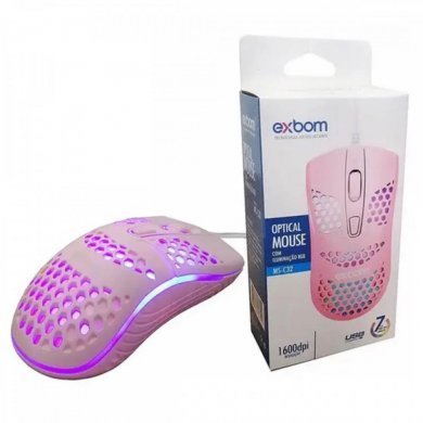MS-C32-PK Exbom mouse óptico ultraleve rosa colmeia c/Led RGB