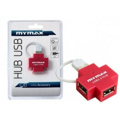 MSWI-USB409/RD Hub Mymax USB 2.0 4 Portas Vermelho