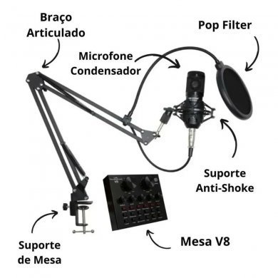 Tomate microfone cardioide profissional com braço articulado