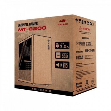 C3 Tech Gabinete gamer preto com coolers RGB