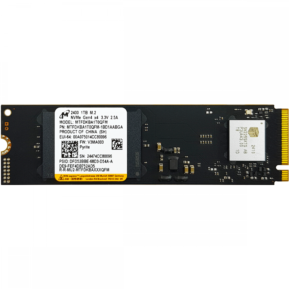 内蔵型SSD Micron 2400 2048GB MTFDKBA2TQFM SSD MTFDKBA1T0QFM Micron SSD 1TB NVMe PCIe Gen4 QLC M.2 2280