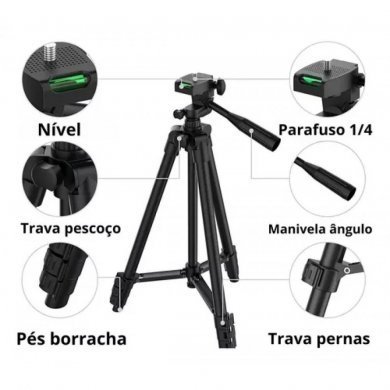 Tomate tripé telescópico universal 1.06 metros