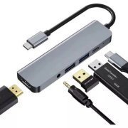 Tomate adaptador 5x1 USB-C para 2x USB USB-C P2 HDMI 4K 87W feito em liga de alumínio