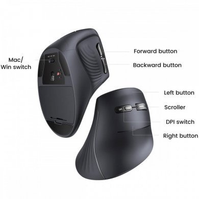 Ugreen mouse vertical ergonomico 4000DPI wireless preto
