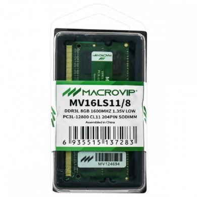 MV16LS11/8 Macrovip Memória 8GB DDR3L 1600MHz SODIMM 1.35V