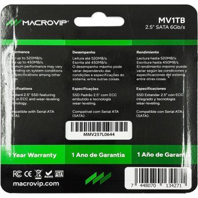 MV1TB Macrovip SSD 1TB SATA3 6Gbs 2.5 polegadas