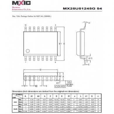 Memoria Flash 1.8V 512MBIT MX25U51245G MI00H
