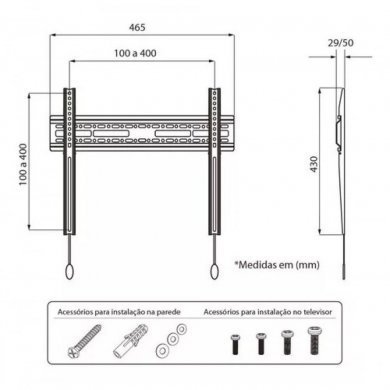 N01V4 Elg suporte universal fixo para TV 32 a 77 LED/LCD