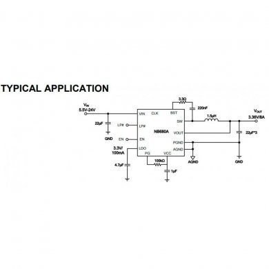 NB680 Ci NB680AGD-Z Buck Converter 26V 3.36V 8A QFN-16