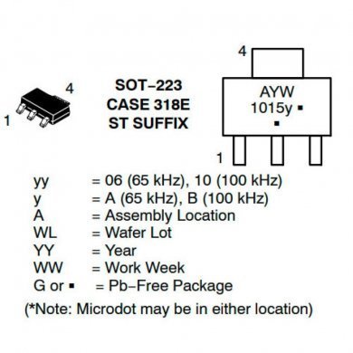 NCP1015ST65T3G Ci 1015A gerenciamento de energia SOT-223 (Kit 10x)