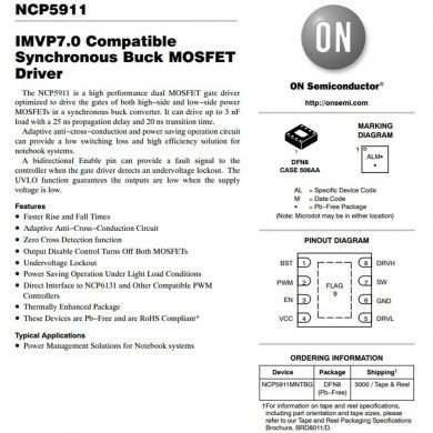 NCP5911MNTBG 10x Dual Mosfet NCP5911 AL1 AL2 AL3 AL6 AL7 AL8 DFN-8 2x2mm