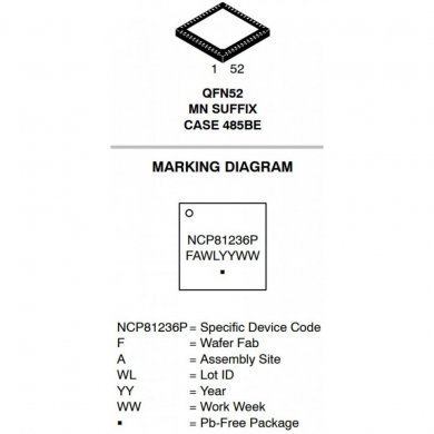 NCP81236PMNTXG Ci NCP81236P controlador dual PWM QFN52 (Kit 2x)