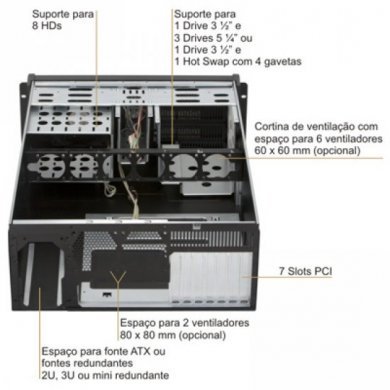 NK030211-A450 Gabinete Rack 19 Pol 4U Nilko 600mm