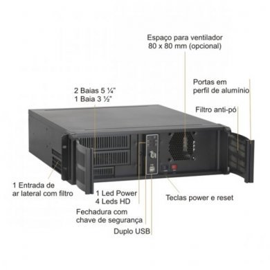 Gabinete Nilko NK330 ATX Rack 19 Pol. 3U