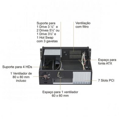 NK031130-A001 Gabinete Server Rack 19 Pol. 3U Nilko