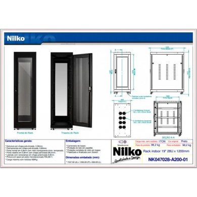 NK047028-A200 Rack Piso Nilko Indoor 19 28U x 1200mm
