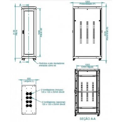 NK047044-A200 Nilko Rack de Piso Indoor 44U 1200mm 19 Pol.
